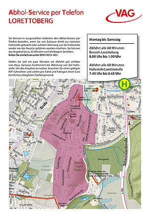 Stadtplan für den Abhol-Service per Telefon Lorettostraße