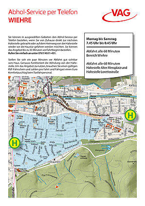Stadtplan für den Abhol-Service per Telefon Wiehre