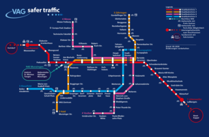 safer traffic Netzplan für den Nachtverkehr der Freiburger Verkehrs AG